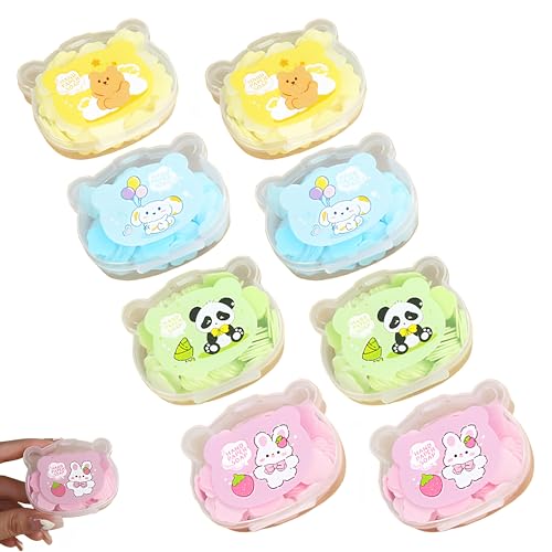 YANJIY 8 Piezas Mini Hojas De Jabón Portátiles, Hojas De Jabón De Viaje, Jabón De Papel, Minijabones Portátiles, para Viajes, Camping, Oficina (Forma De Pétalo 4 Aromas)