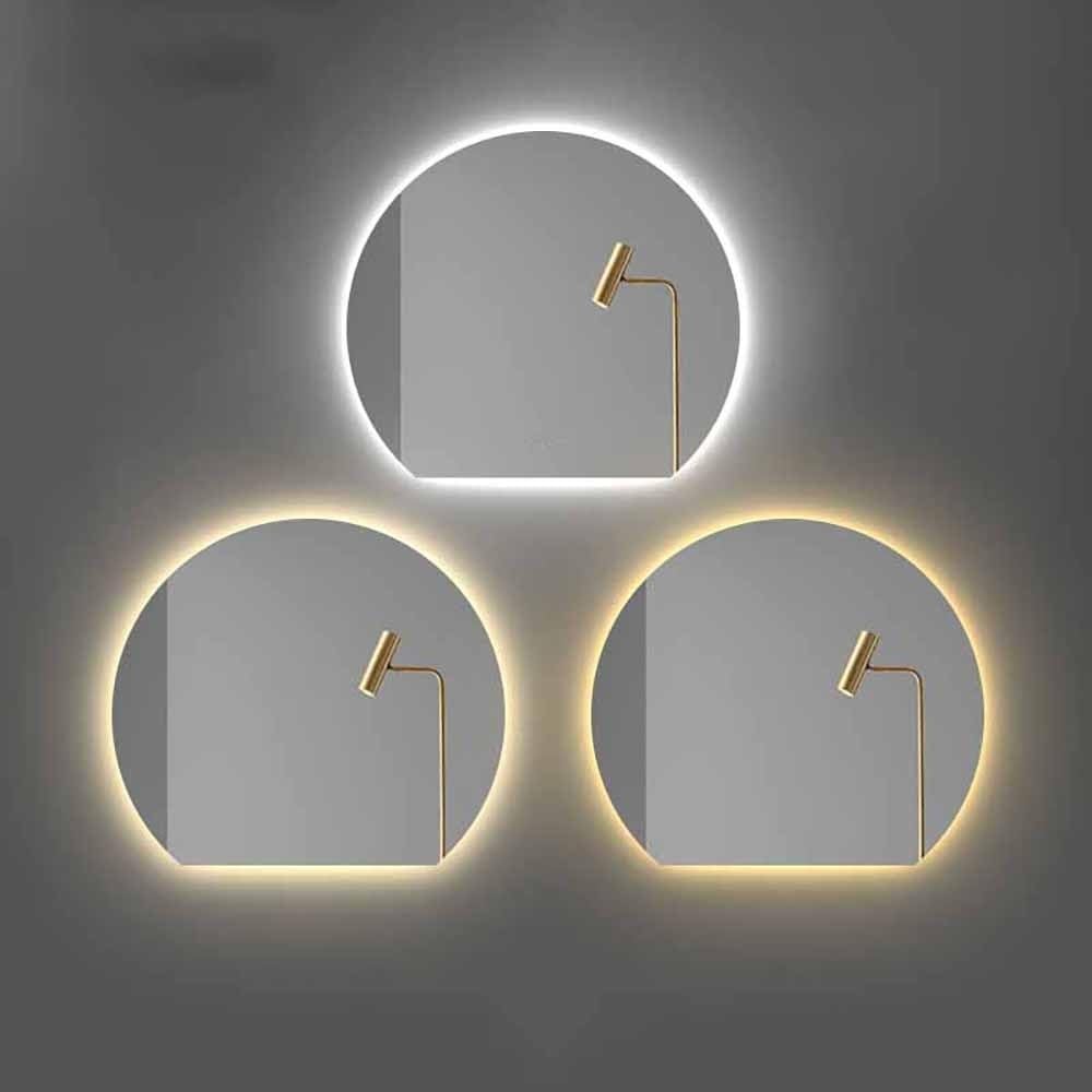 Dimmbarer LED-Halbkellen-Spiegel - Anti-Beschlag, HD-Klarheit, Wandspiegel für Badezimmer, Eingangsbereich, Wohnzimmer, Make-up, sicher zertifiziert, modernes Design, einfache Installation