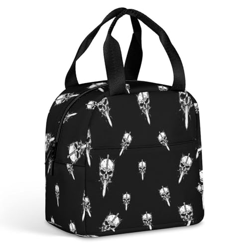 Skull with A Kni-ef Lunch Bag for Women Men Adult Handle Insulated Container Tote Lunch-Box