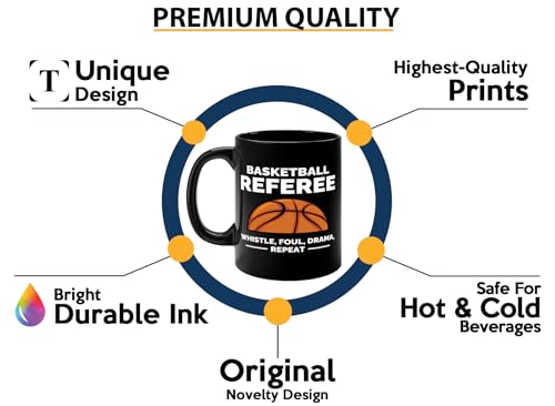 Taza de cerámica para árbitro de baloncesto 11oz negra miniatura 3