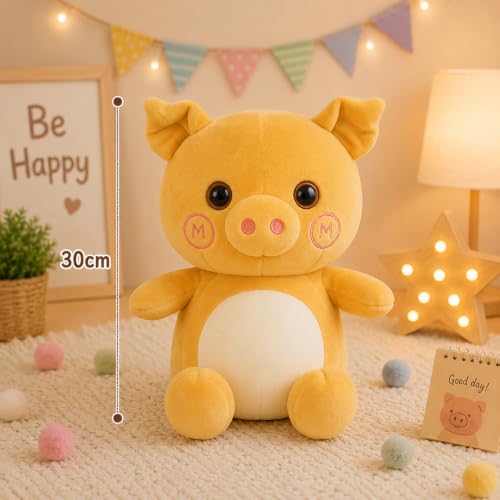 Image of Cute Beige Sitting Pig Soft Toy, 30 cm Toys for Kids
