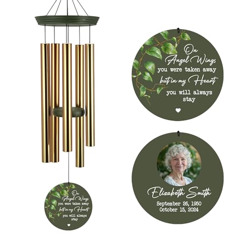Image of ASTARIN Customized Wind Chimes Memorial, Sympathy Gifts for Loss of Mom Dad Son, Grief Gifts for Women, Condolences Wind Chime Gift Idea, Wooden Windchime Deep Tone(Made in Texas)