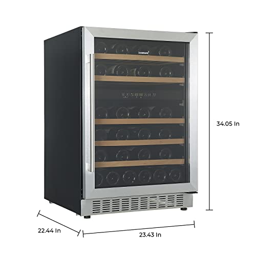 Everdure 46 Bottle Luxury Wine Cooler & Beverage Refrigerator, Built In Or Free-Standing, Dual Zone, Stainless Steel With Reversible Glass Door, Beech Wood Shelves And Led Display Touchpad #TOP7