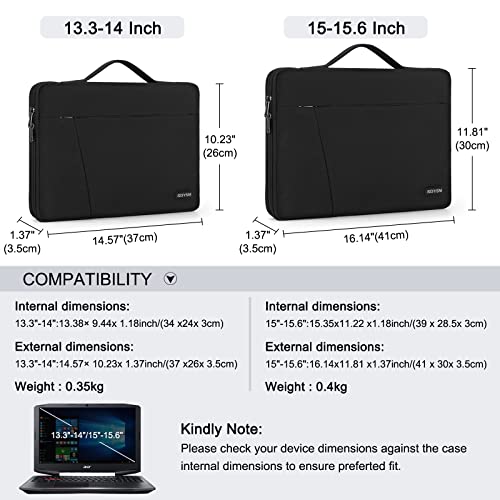 Laptop Case 14 Inch Laptop Sleeve With Portable Handle Waterproof Durable Carrying Bag Protective Briefcase For Company College Compatible With 13.3”-14” Asus/Dell /Lenovo/Acer Notebook, Black #TOP2