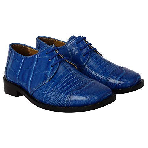 Libertyzeno Boys Croco Lizard Print Genuine Leather Kids Dress Shoes 601 Royal 6 Toddler #TOP5