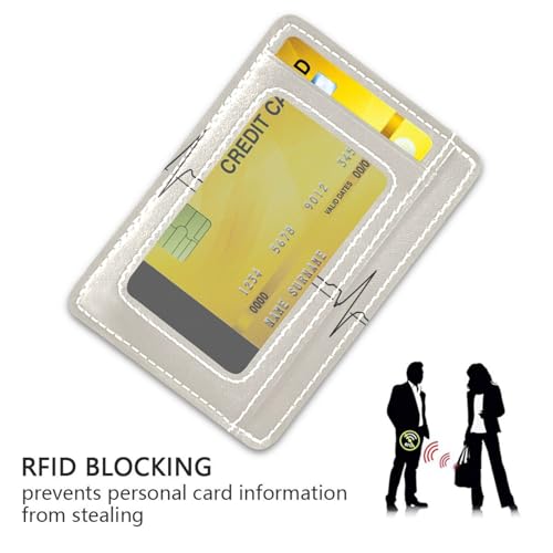 Doctors Electrocardiogram leather mens small wallet ultra slim With ID Window RFID Blocking small credit card wallet for men&women3