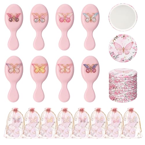 Wonderjune 72 Pcs Butterfly Wedding Party Favors Pink Mirror Brush
