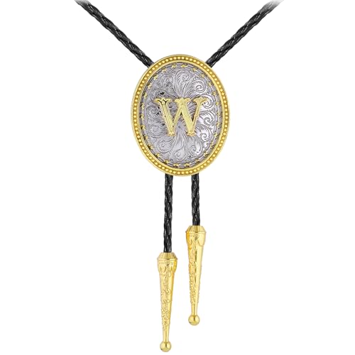 GelConnie Bolo Tie for Men Golden Alphabet Letter W Western Cowboy Women