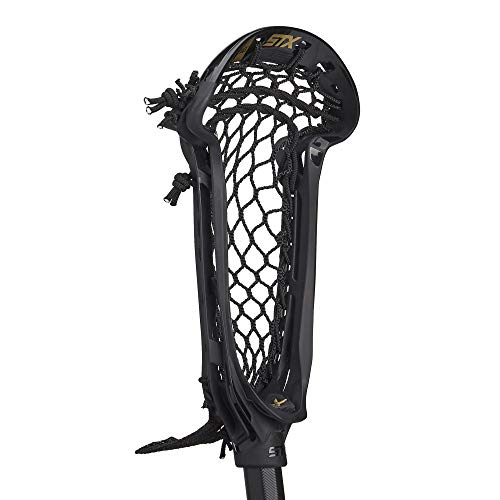 Stx Lacrosse Axxis Strung Draw Head With Crux Mesh Pro Pocket, Black #TOP2