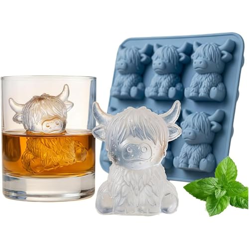 Molde para hielo 3D de vaca Highland de silicona miniatura 2