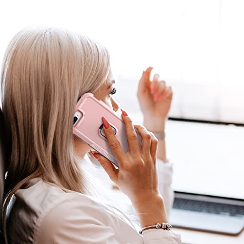 Petocase For Iphone 8 Plus Case Heavy Duty Full Body Shockproof Kickstand With 360°Ring Holder Support Car Mount Hybrid Bumper Silicone Hard Back Cover For Iphone 8 Plus/7 Plus/6 Plus 5.5" Rose Gold #TOP6