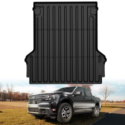 LASFIT Truck Bed Mat for Ford Maverick 2026 2025 2024 2023 2022 Hybrid & Gasoline TPE All Weather Truck Bed Liner Custom Fit Bed Mat(Not fit with Drop-in Bed Liner) 1PC Black