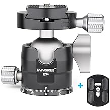 Low Profile Tripod Ball Head-INNOREL 360Panoramic CNC Metal Camera Tripod Ballhead with 1/4" Arca Swiss Universal Quick Release Plate for Tripods,Monopod,DSLR Cameras,Camcorder,Max Load 16kg E34