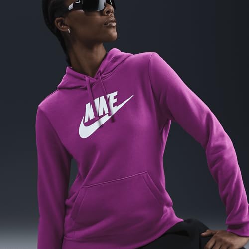 Nike Sportswear Club Fleece Women's Logo Pullover Hoodie (DQ5775-518, Hot Fuchsia/White) Size Small4