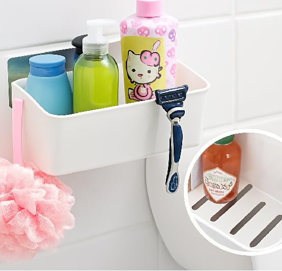 Image of Puno Wall Mounted Bathroom Shelf Organizer | Self-Adhesive Shower Storage Rack | Multipurpose Wall Shelf for Kitchen & Bathroom