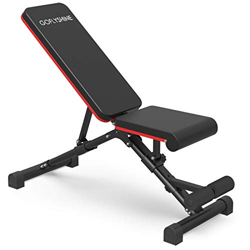 GOFLYSHINE Flat Bench Adjustable Weight Bench for Home Exercise Bench Strength Training Benches Multi-Position Workout Bench for Gym Fitness Full Body Weight Lifting Training