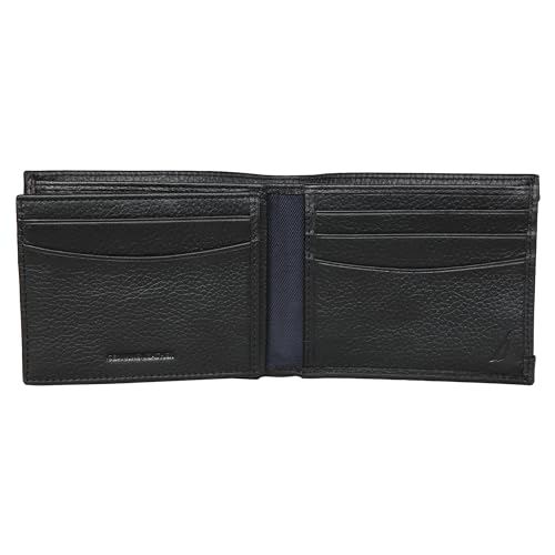 Image of Nautica Men's Bifold Leather Wallet | RFID Blocking | ID Window | Card Slots | Organization | Durable | Stylish
