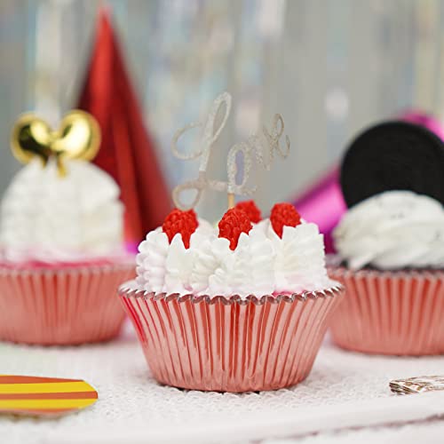 Decorwoo 200 Count Rose Gold Cupcake Liners, Paper Baking Cups, Standard Size Foil Muffin Wrappers (200, Rose Gold) #TOP5