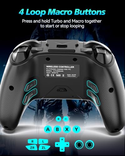 Image of YIONON Wireless PC Controller with Hall Effect Joysticks and Triggers | Bluetooth Controller for Windows PC /Switch /Android /Mobile /TV /iOS /MAC with Loop Macro, Vibration, Turbo, Motion Control