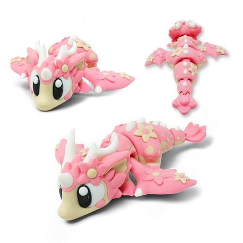 Mivi Collection Articulated Dragon – 3D Printed Mythical Creature Gift, Posable Jointed Companion, Collectible Detailed Shelf or Desk Decoration - for Adults (Cherry Blossom Dragon)