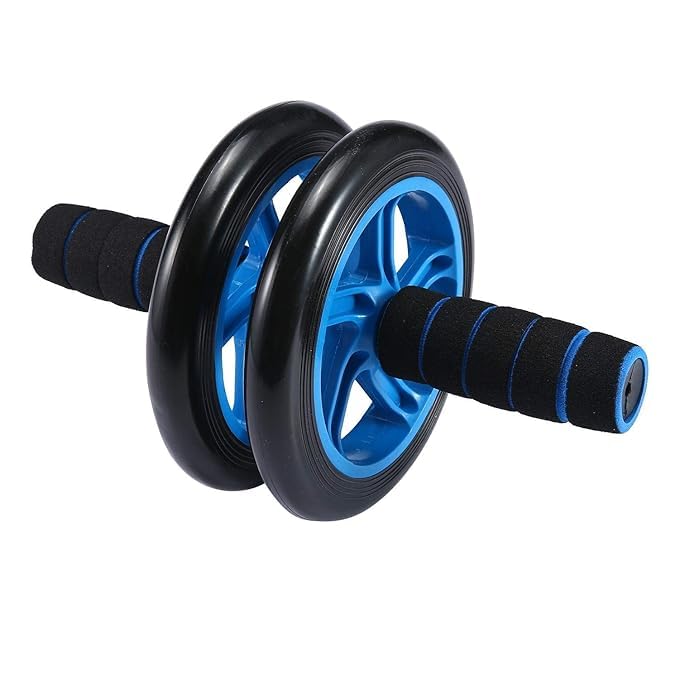 2 Wheel Anti Skid Total Body AB Roller Exerciser for Abdominal Stomach Exercise Training 2 Latex Resistance Tubes - for Core Abdominal Workouts and Belly Fat Burner-image-48
