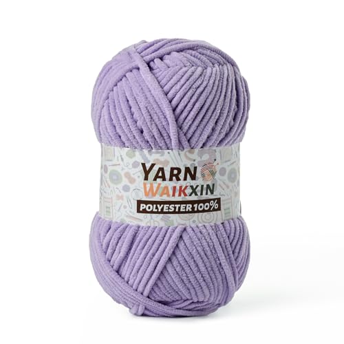Image of Soft Chenille Yarn for Crocheting, Fluffy Chunky Crochet Yarn for Baby Blanket, (1.76oz /65.6yds) Fuzzy Velvet Yarn for Amigurumi&DIY Puzzle、Crafts、Scarf(Light Purple)