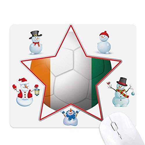 Tapis de souris Côte d'Ivoire drapeau national Coupe du Monde et bonhomme de neige