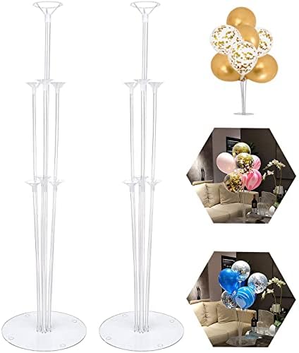 OTMVicor 1 Set Balloon Stand, Table Stand Kit with Gold Balloons,4pcs Metallic Gold Balloons,4pcs Gold Confetti Balloons for Party