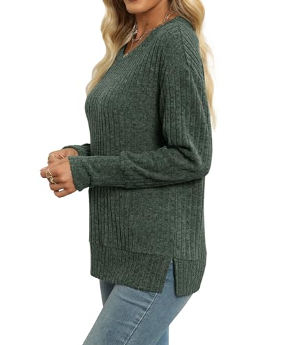 Heymiss Womens Sweaters Dressy Casual Crewneck Long Sleeve Shirts Loose Fall Fashion Sweatshirts3