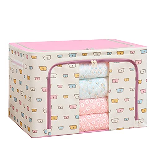 布団収納袋 不織布 ピンク 収納ケース 衣類収納 衣装ケース 66L*3 羽毛掛け布団 ふとん 敷布団 収納ボックス 服 収納 袋 布団袋 クリア窓付 通気性が良い 省スペース スタックボックス マルチケース おもちゃ箱 箱 衣装 洋服 衣類 ネイビー リ