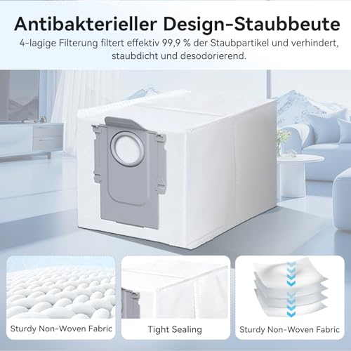 Zubehör Ersatz für Roborock QV 35A / QV 35S / QR 598 / QR 798 Saugroboter – 1 Hauptbürste,6 Staubbeutel,4 Seitenbürsten, 2 HEPA Filter, 4 Wischtücher, 1 Reinigungsbürste