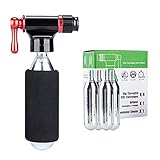 Zhihui Mini CO2 Fahrradpumpe - Fahrradreifenfüller Kit - Schnelle, einfache und sichere Fahrradpumpendüse mit Schwammhülse und 4 CO2 Kartusche - Fahrrad Luftpumpe - Fahrradreparaturset