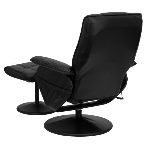 Flash Furniture Massaging Heat Controlled Adjustable Recliner And Ottoman With Wrapped Base In Black Leathersoft #TOP3