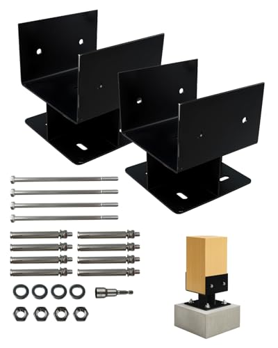 2Pack 6"x6" Concrete Post Base Anchor Bracket, Heavy U-Shape Post Base with Rebars for Concrete Foundation, Support for Wood Posts, Deck, Fence, Gazebo, Pergola Foundation