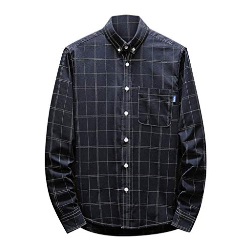 Chemise business bleue homme M à manches longues avec poche et col rabattable