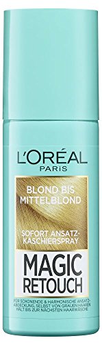L'Oréal Paris Magic Retouch Espray de ocultación de raíces para transiciones graduales y naturales, oculta las raíces hasta el siguiente lavado, rubio a rubio medio, 1 x 75 ml, 1 unidad