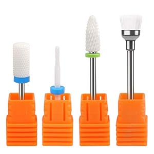 TIMESETL 4 Piezas Fresas de Cerámica 2.35MM Pulidora de Uñas Profesional para Uñas Acrilicas+ Cepillo de Limpio