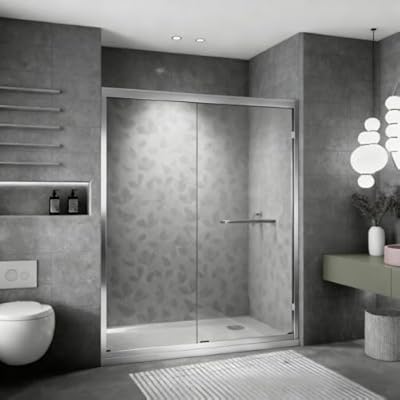 Brushed nickel shower partition, 48 * 72 inch double-sided tempered glass door, anti fingerprint finish, ultra quiet sliding system, vertical shower room safety explosion-proof glass