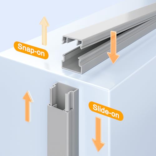 Delamu 157in Cord Covers for Wires on Wall, Cord Hider for 1 Cord, Paintable Cable Hider, Cable Management Wire Covers for Cords, W0.55 H0.4in, Grey