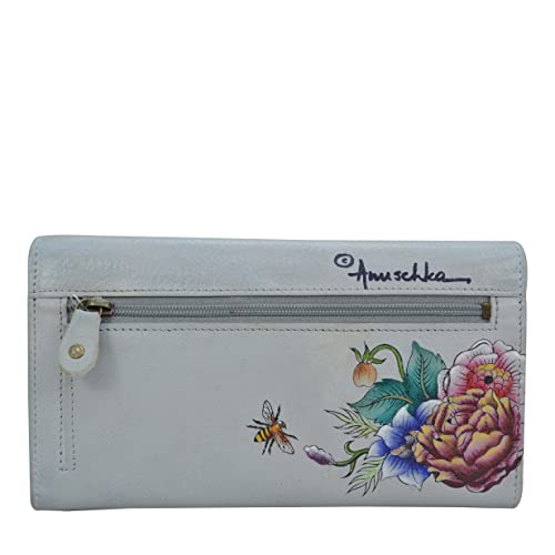 Anuschka Hand-Painted Genuine Leather Women's Rfid Blocking Accordion Flap Wallet - Floral Charm #TOP1