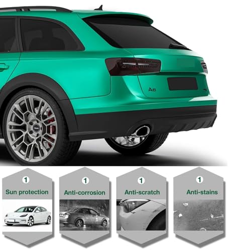 Image of WISDOM Teal Green Metallic Vehicle Wrap Vinyl Matt Finish Easy Apply Air-Release Weatherproof DIY Car & Motorcycle Wrap (Cool Teal Green, 20 Inch X 5 Feet)