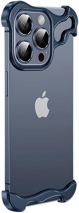 Frameless Series Designed for iPhone 14 Case,Minimalist Protective Shock Absorption Aerospace Grade Aluminum Shells & Elastomer Inlays Easy Fit,Shockproof Bumper Cover,Blue