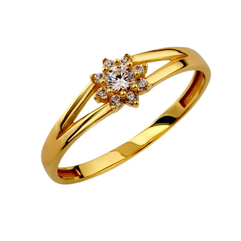 Bague argent 925 imposante avec pierre CZ transparente et pavé de diamants finition plaqué or