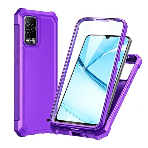 Lozeguyc for BLU View 5 Pro B170D Case with Screen Protector Full Body Protection Front PC Back Soft Silicone Bumper Heavy Duty Protection Shockproof Phone Case for BLU View 5 Pro Purple