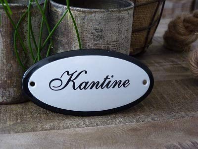 Plaque de porte ovale Cantine signalétique en métal pour cuisine