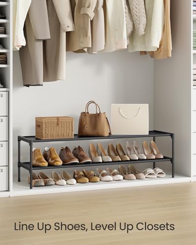Image of SONGMICS Shoe Rack, Space-Saving, Entryway, Metal Frame | Space-Saving Shoe Storage Organizer, Non-Woven Fabric Shelves, ULSH032BH01