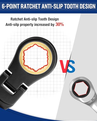 image for WORKPRO Ratcheting Combination Wrench Set, 8-piece Flex-Head Anti-Slip