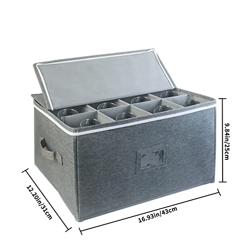 Boczif Wine Glass Storage Cases, Stemware Storage Chest Boxes With Dividers, Glassware Storage Containers Holds 12 Red Or White Wine Glasses, Champagne Flutes, Crystal, Drinkware With Label Window #TOP4