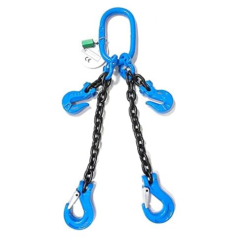 ELLERchain G100 2-strang Anschlagkette - 6mm / 2m - Ultra-starke Kette mit Aufhängering, Verbindungsglied, Gabelkopfhaken und Verkürzungshaken - Güteklasse 10, nach EN 812-2 Cover