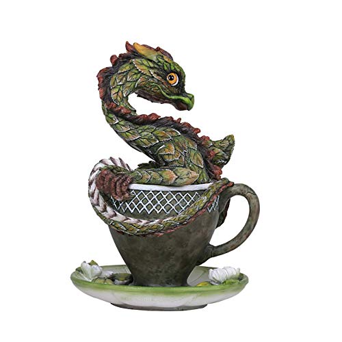 Dragon Vert dans la Tasse à thé aux finitions soignées en résine